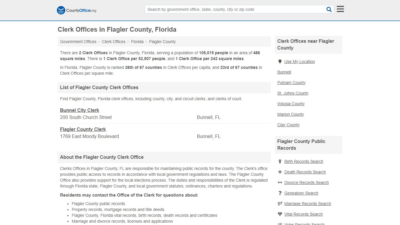 Clerk Offices - Flagler County, FL (County & Court Records)